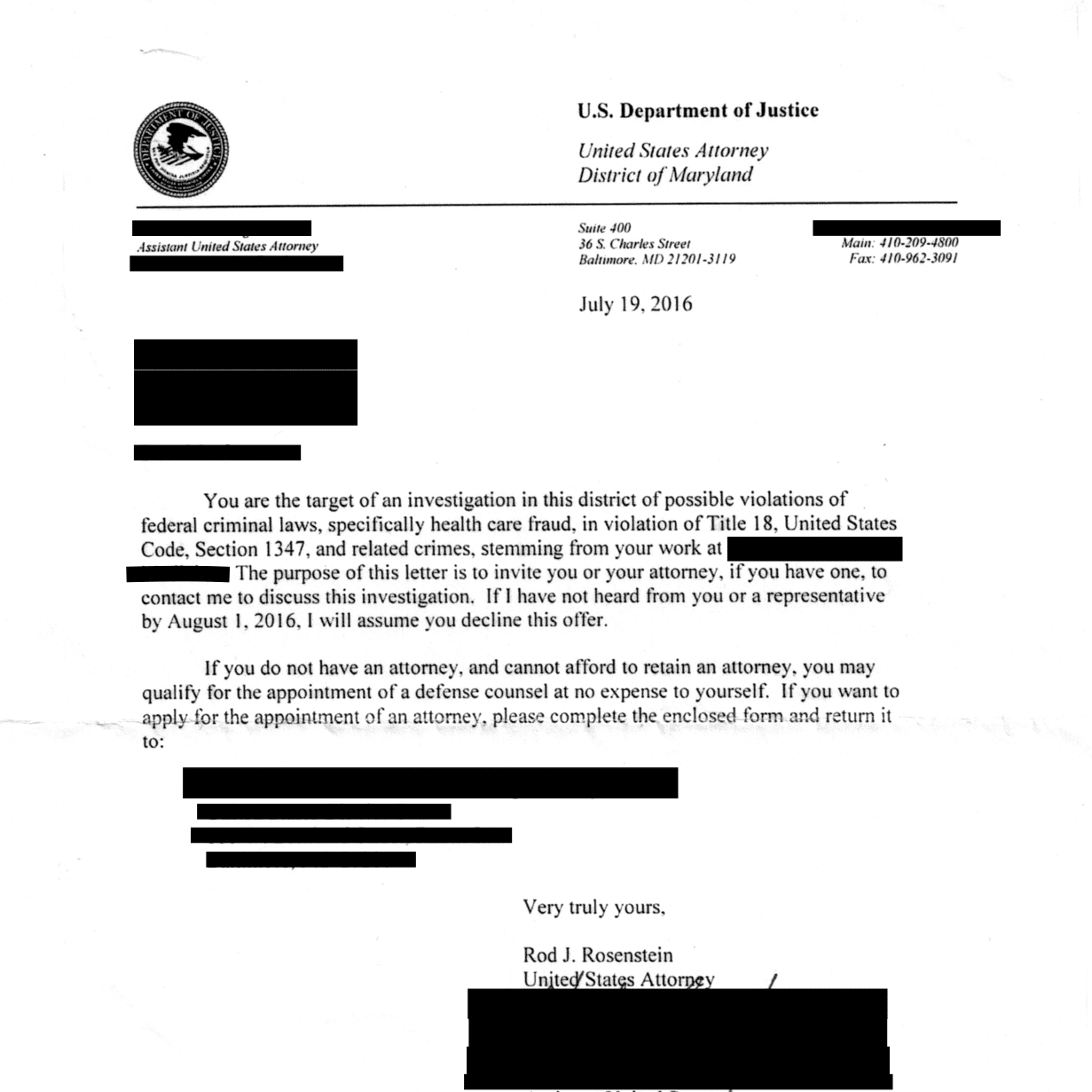 The Impact of A Federal Target Letter